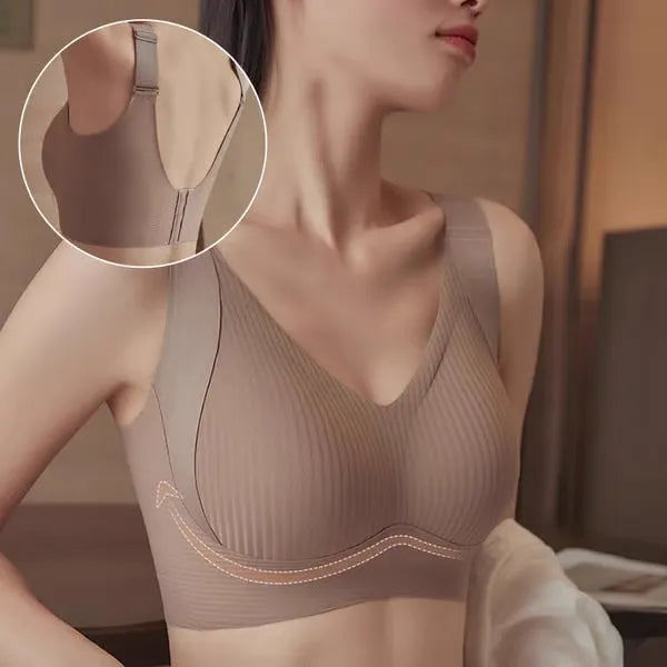 Reggiseno push-up regolabile senza ferretto a coste da donna