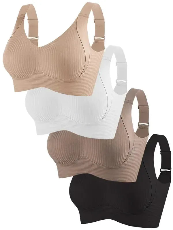 Reggiseno push-up regolabile senza ferretto a coste da donna