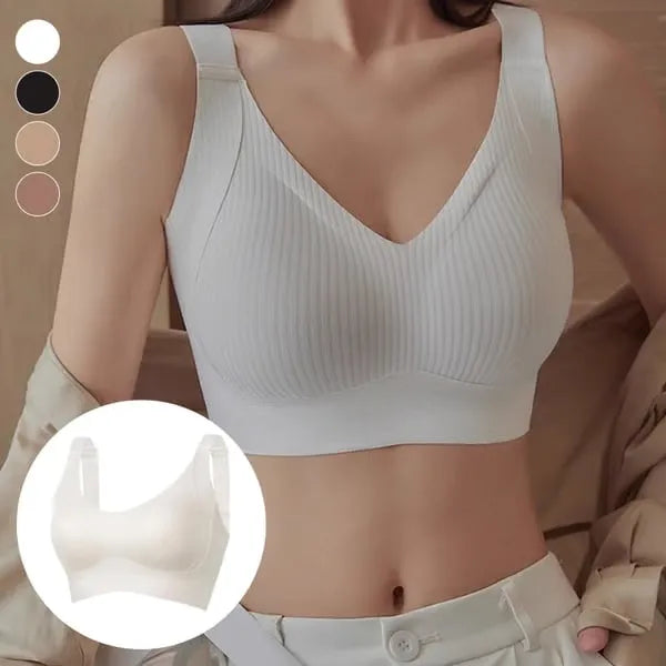 Reggiseno push-up regolabile senza ferretto a coste da donna