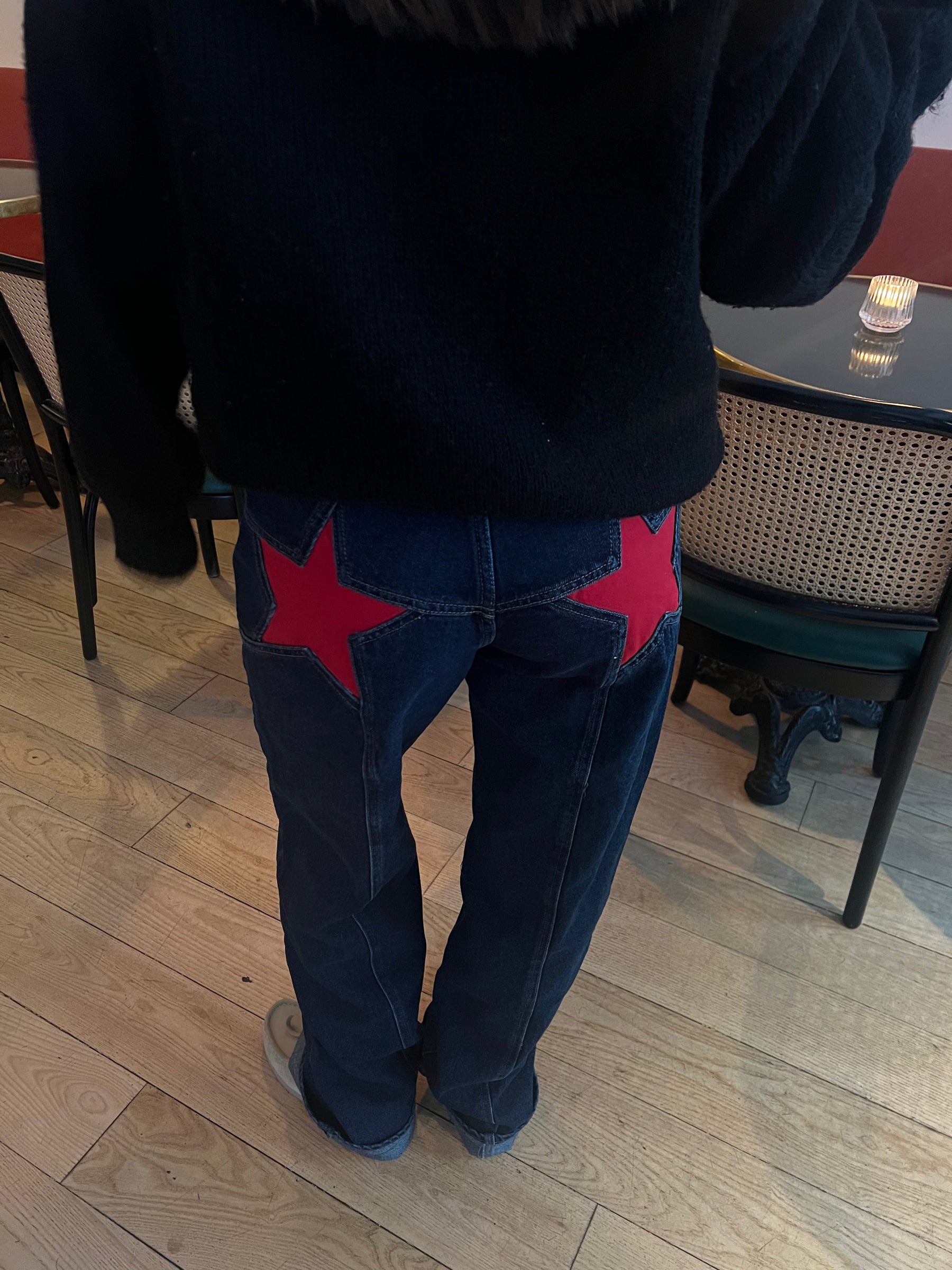 Star Jeans with Red Stars - Dark Denim