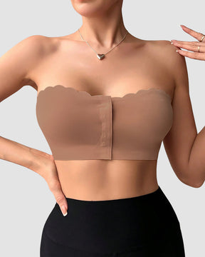 Strapless Front Closure Leopard Print Bra