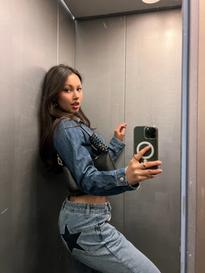 Star Jeans with Navy Stars - Light Denim