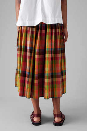 Pleated Check Multicolor Skirt
