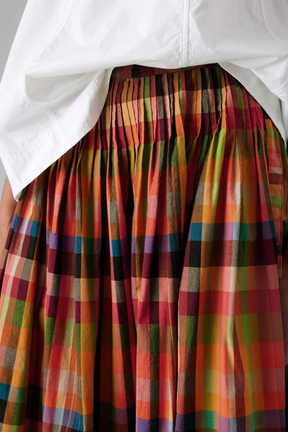 Pleated Check Multicolor Skirt