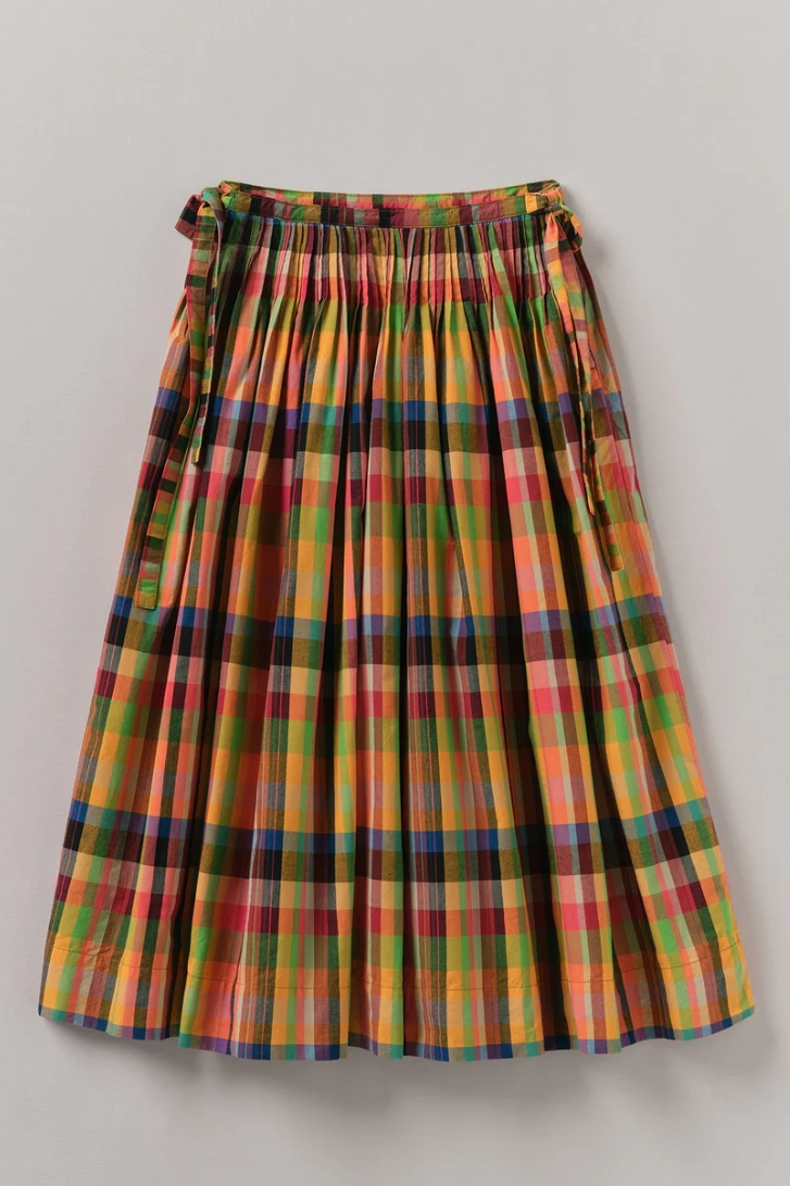Pleated Check Multicolor Skirt