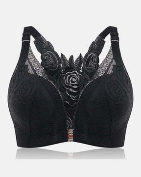 Rose Embroidery Front Closure Bra