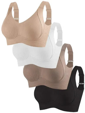 Reggiseno push-up regolabile senza ferretto a coste da donna 