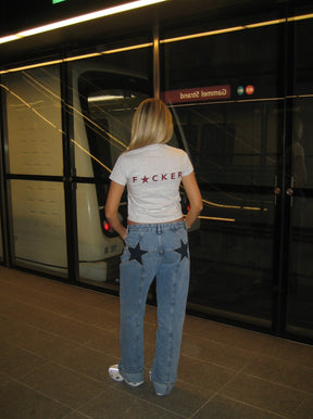 Star Jeans with Navy Stars - Light Denim