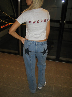 Star Jeans with Navy Stars - Light Denim