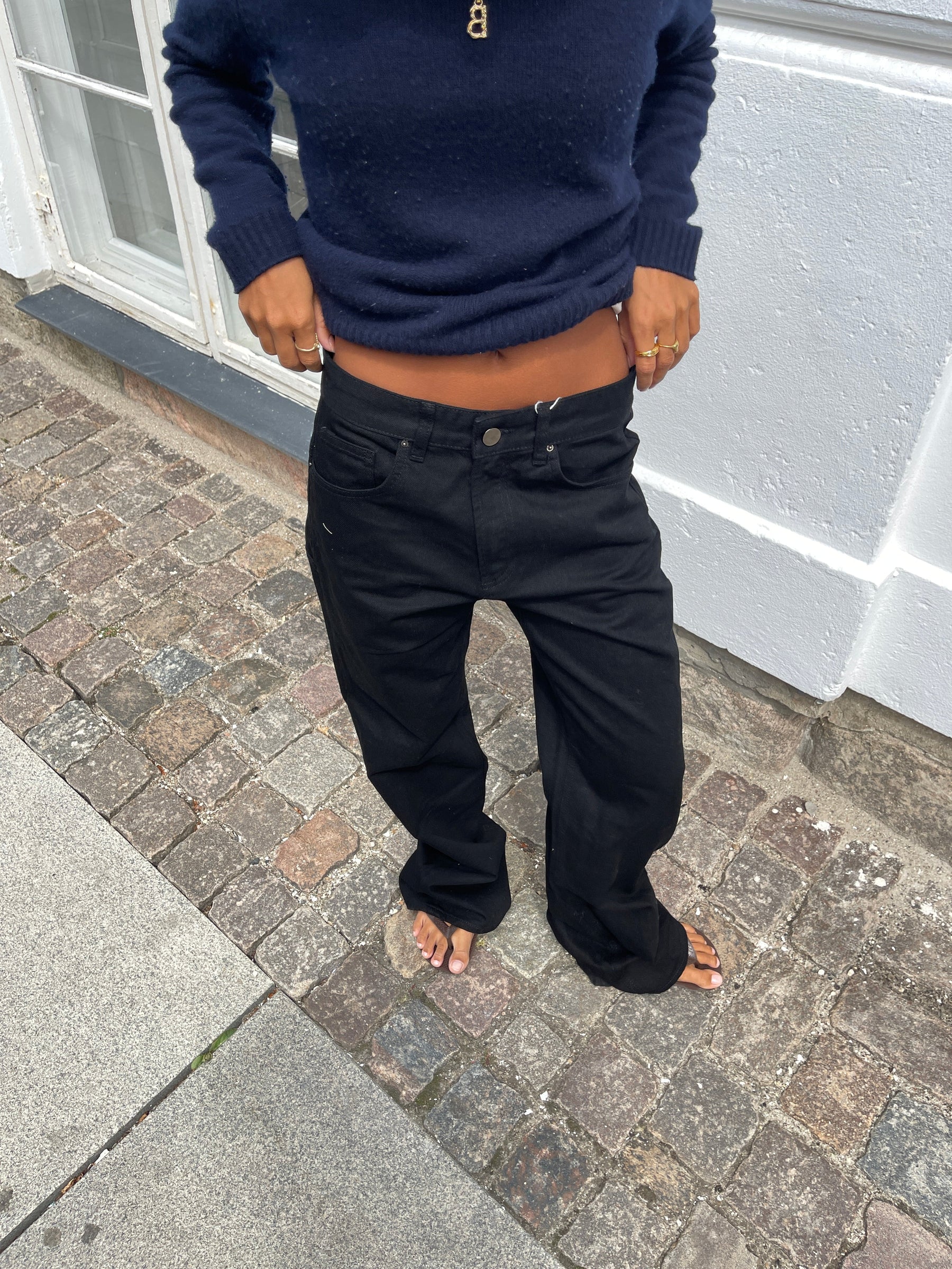 Star Jeans with Leopard Stars - Black