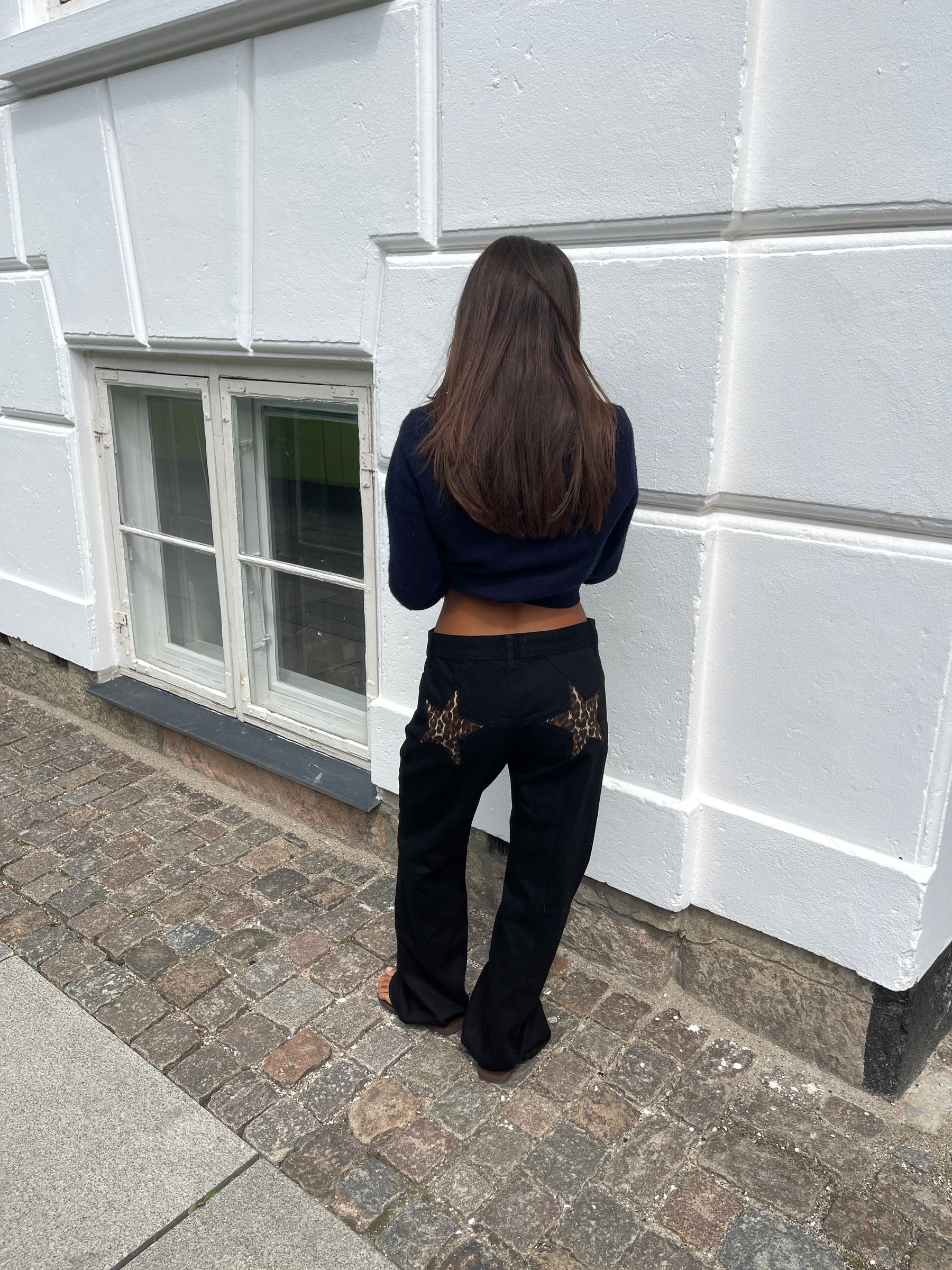 Star Jeans with Leopard Stars - Black