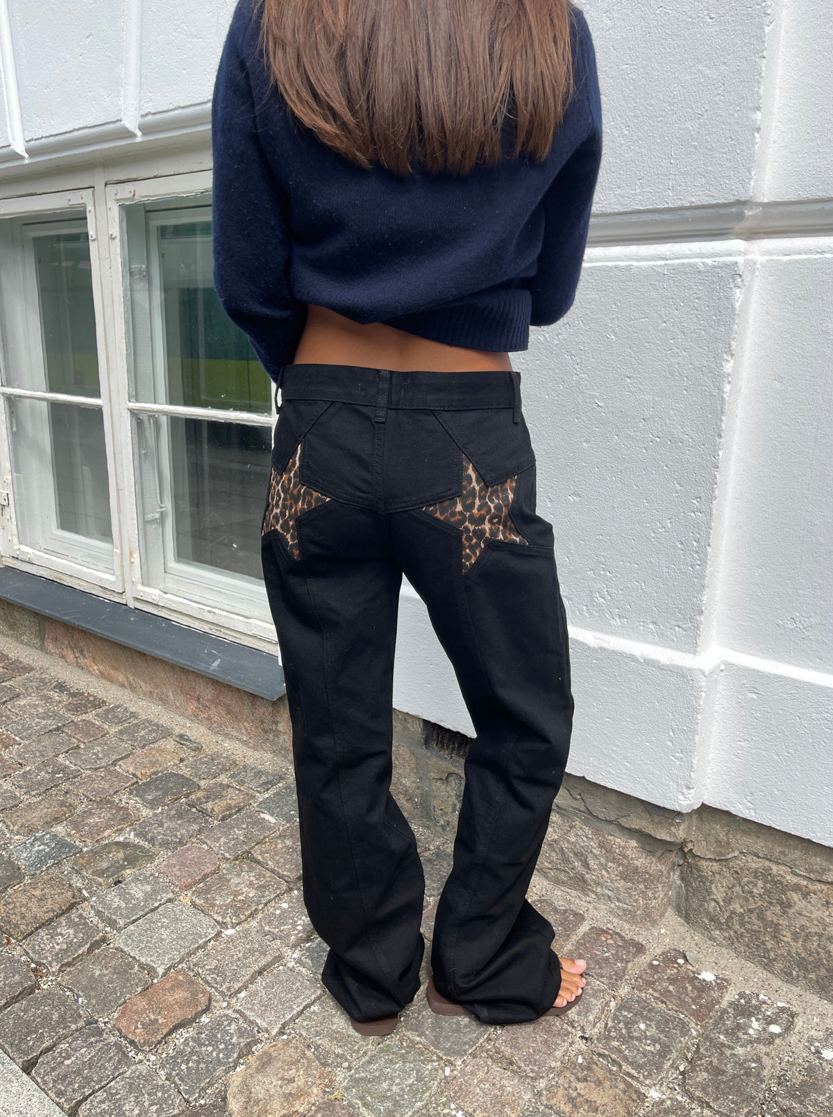 Star Jeans with Leopard Stars - Black