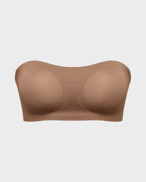 Non-Slip Crossover Side Hook Bandeau Bra-Apricot Coffee-S