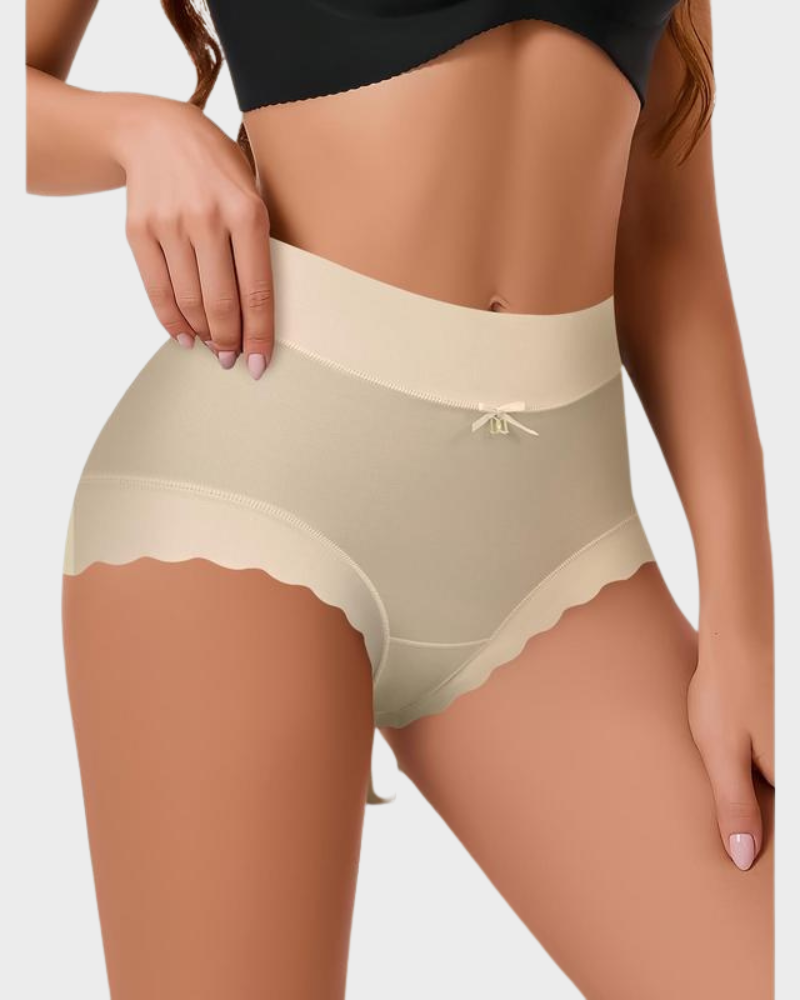 Silky High-Waist Seamless Briefs With Scalloped Edges (6 Pack)