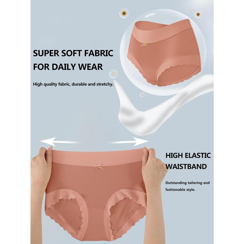 Silky High-Waist Seamless Briefs With Scalloped Edges (6 Pack)