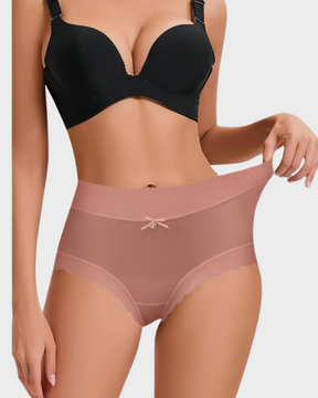 Silky High-Waist Seamless Briefs With Scalloped Edges (6 Pack)