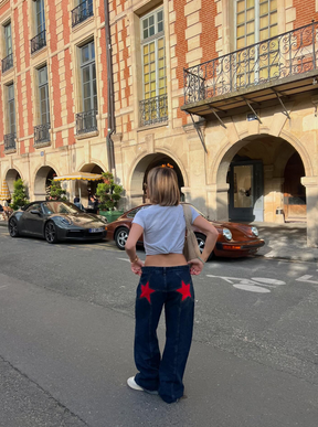 Star Jeans with Red Stars - Dark Denim
