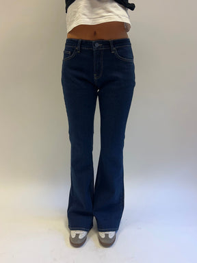 Flared star jeans with gold star - Dark denim