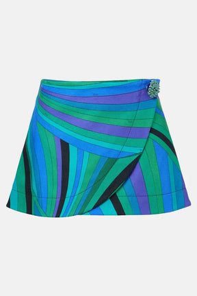Print Cross-Strap Swimsuit & Wrap Skirt