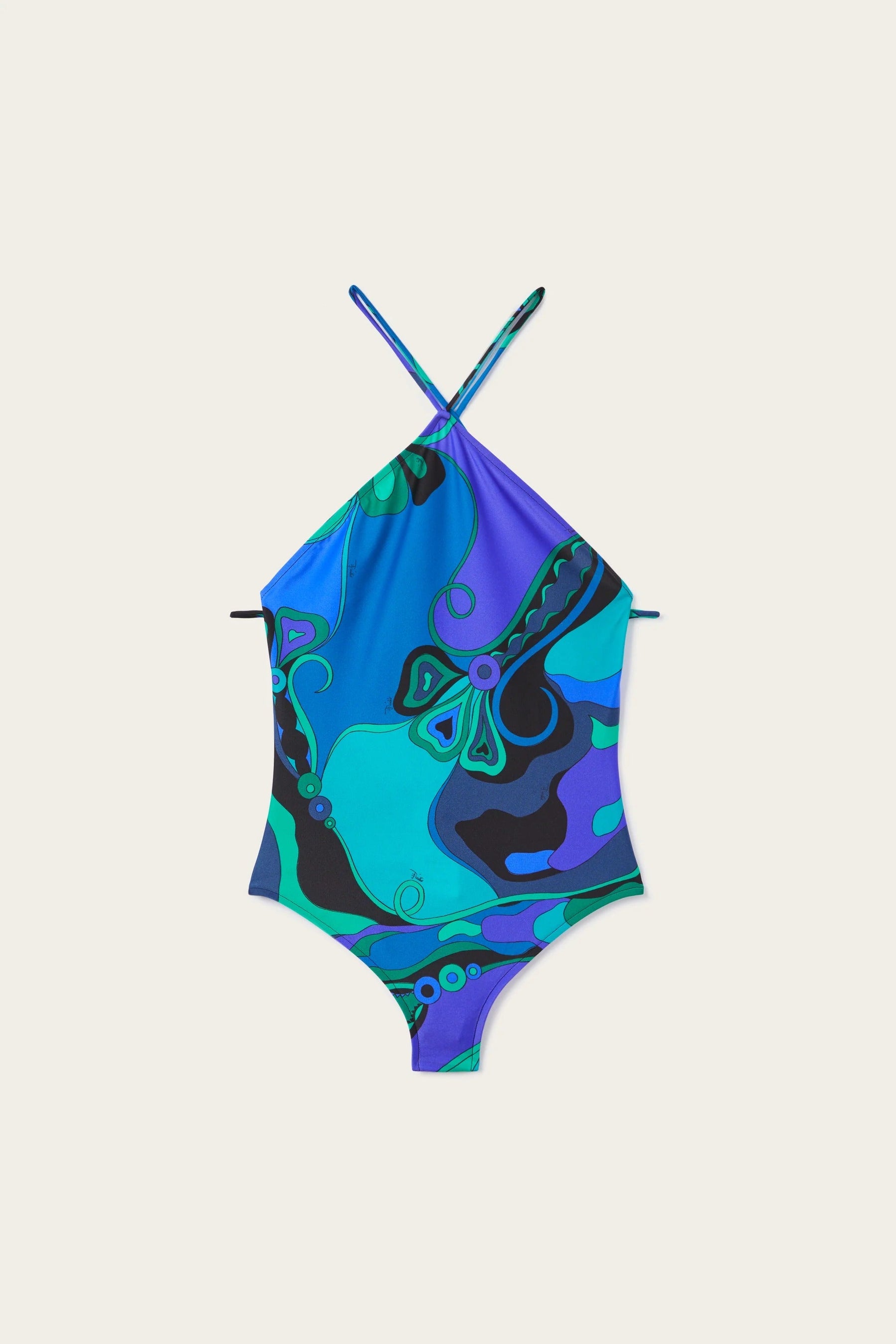 Print Cross-Strap Swimsuit & Wrap Skirt