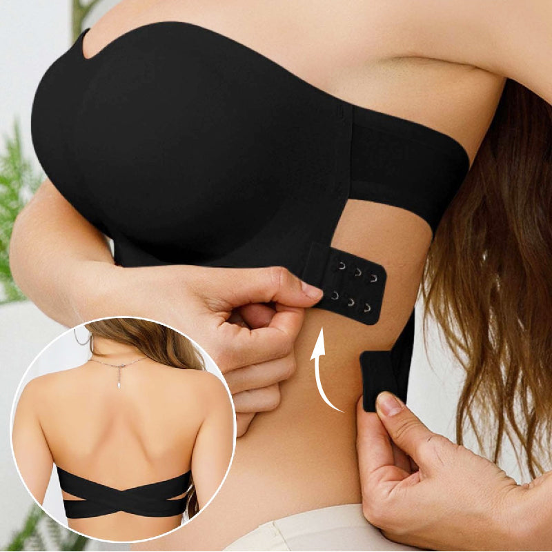 Strapless Wireless Bra with Crossover Side Closure